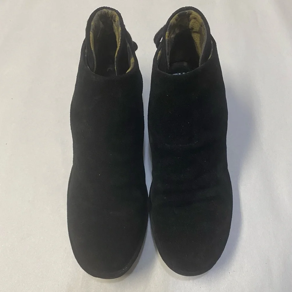 Fly London Women’s Yebi Wedge Ankle Boots Size US 6-6.5 Black Suede Round Toe